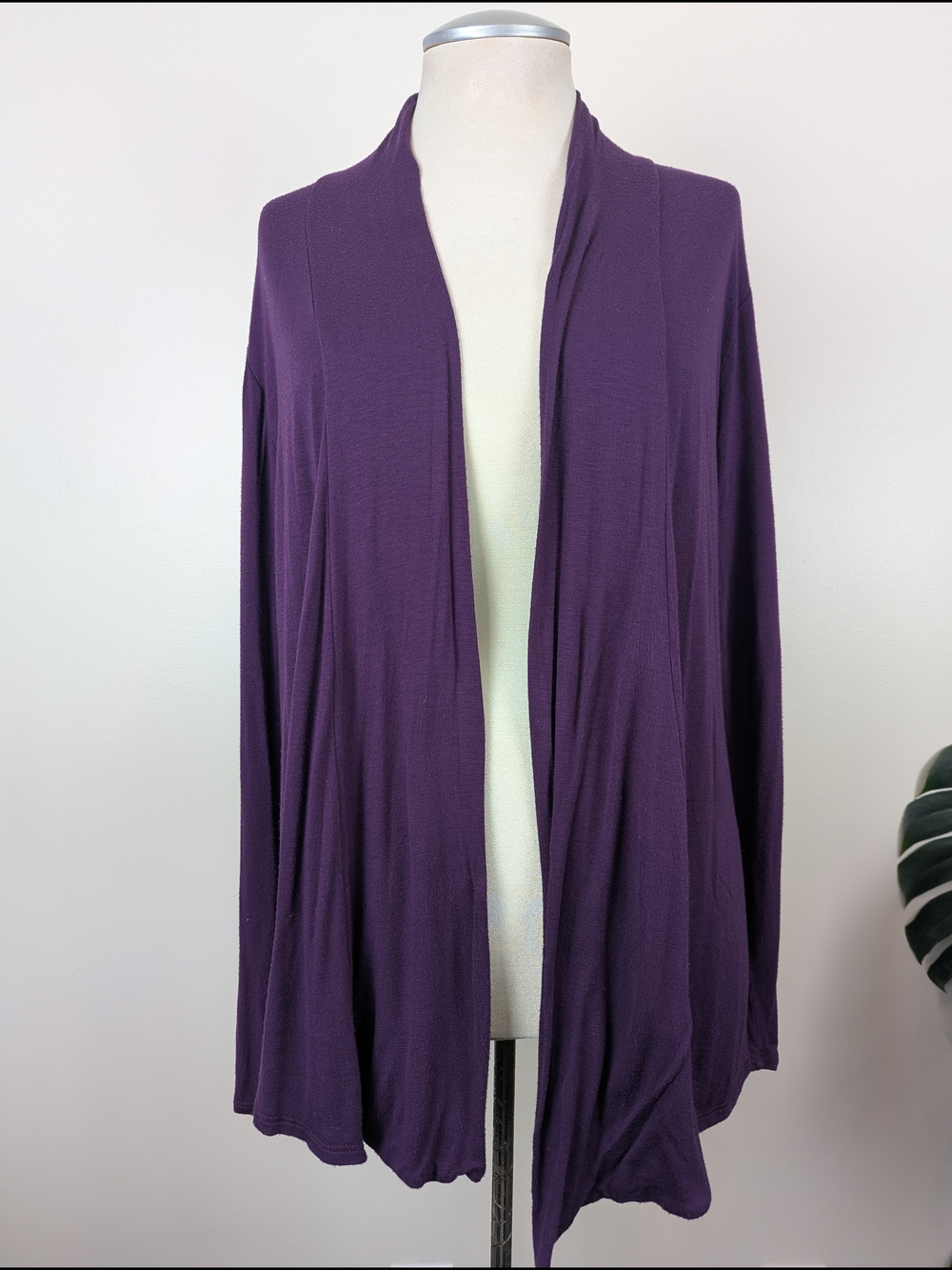Women's Open-Front Draped Cardigan in Plum